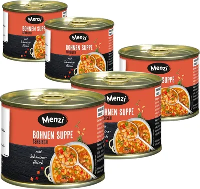 Produktbild von Menzi Bohnen Suppe Serbisch, 5x200ml (MHD: 09.08.2025)