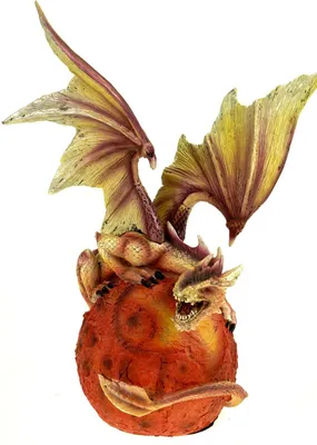 Produktbild von Vogler Roter Drache sitzt fauchend auf Planeten Mars 24 cm Figur Dragon