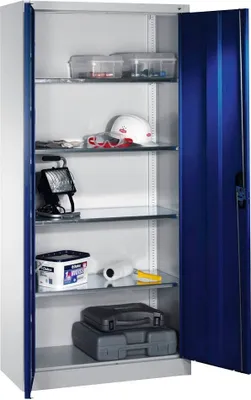 Produktbild von CP Stahlschrank 08920-00 S10098 lichtgrau, enzianblau 4 Fachböden 93,0 x 40,0 x 195,0 cm, aufgebaut, 1 St.
