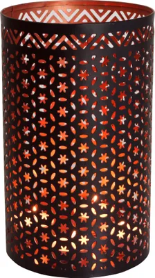Produktbild von Runde Metall Windlicht Leuchte, Passend für Teelicht Kerzen Oder als Deckenlampe Verwendbar - Modell 3, Braun, Größe: 25 cm