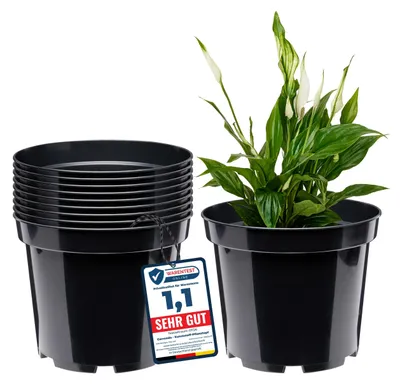 Zdjęcie produktu dla Doniczka kwiatowa plastikowa czarna - Komplet 10 szt. - Średnica 32,7 cm - Wysokość 26 cm