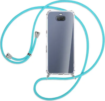 Produktbild von Handykette Backcover-Schutzhülle mit Band (Metall silberfarben) für Sony Xperia 10 - türkis