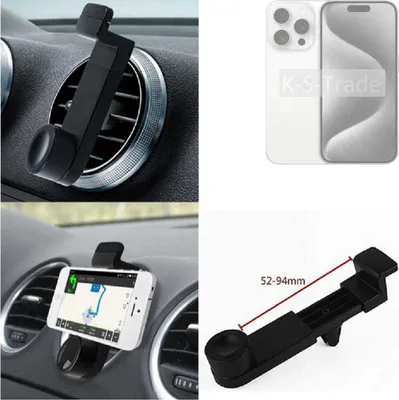 Produktbild von K-S-Trade Lüftungshalterung kompatibel mit Apple iPhone 15 Pro KFZ-Halterung Autohalterung Handy-halterung Lüftungsgitter Lüftungsschlitze Schwarz