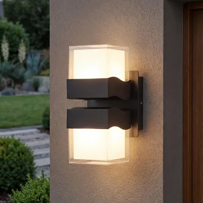 Obrázek produktu pro LED venkovní světlo Up Down IP54 černé hranaté moderní vchodové zahradní nástěnné svítidlo