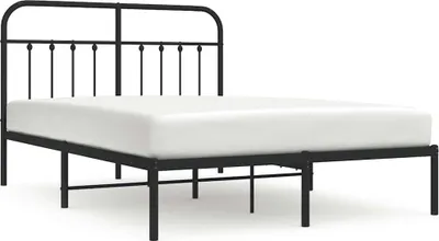 Produktbild von vidaXL Bettgestell mit Kopfteil Metall Schwarz 150x200 cm