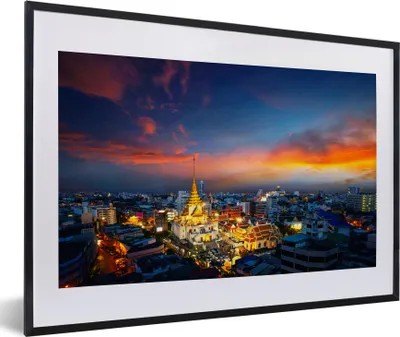 Produktbild von MuchoWow® MuchoWow® Gerahmtes Poster Gold - Buddha - Thailand 60x40 cm - Poster mit zchwarzem Bilderrahmen - Schlafzimmer - Plakat in Rahmen - Drucken