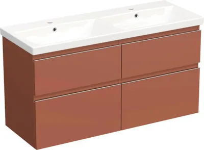 Produktbild von Jungborn Waschplatz TRENTA BxHxT 120x65x45 cm cotto matt mit Doppelwaschtisch Keramik Griffleiste chrom matt
