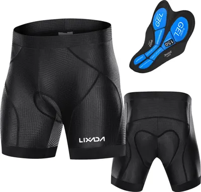 Produktbild von Lixada Men Bike Padded Shorts mit rutschfesten Beingriffen Radfahren 3D gepolsterte Unterwaesche Fahrradpolsterung Reitshorts Biking Unterwaesche Shorts