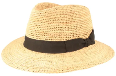 Knautschbarer Raffia Crochet Strohhut von Hut Breiter in beige