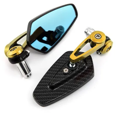 Immagine prodotto di Specchietto retrovisore universale per moto, in alluminio dorato, con rotazione a 360°, adatto a manubri con diametro di 22 mm
