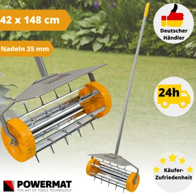 Obrázek produktu pro POWERMAT Ruční provzdušňovač trávníku s kolečky PM-AR-34T