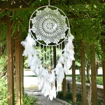 Obrázok produktu pre Veľký Boho Lapač snov, 40 cm priemer, 115 cm dlhý, Macramé nástenná dekorácia, na svadbu