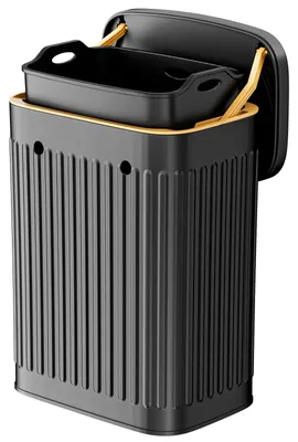 Immagine prodotto di Contenitore per rifiuti da 10 litri, in acciaio inossidabile, da appendere. Secchio per rifiuti con coperchio, utilizzabile anche come contenitore per il compostaggio. Montaggio a parete