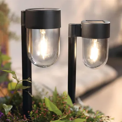 Produktbild von 2 Stück Solar LED Wegeleuchten "Gartenstecker" Solarlampen für Außen, Gartenleuchte, Solarleuchten Garten