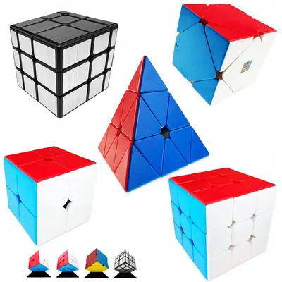 Produktbild von Moyu Zauberwürfel Set 2x2, 3x3, Pyramide, Skewb, Mirror Silber