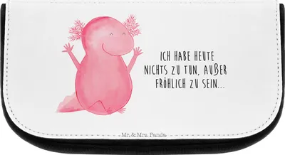 Produktbild von Mr. & Mrs. Panda Organizer Axolotl Hurra - Weiß - Geschenk, Fröhlich, Make-up, Motivation, Kulturbeutel, Beautybag, kulturtäschchen, Spaß, kosmetiktasche klein