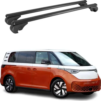 Image de Barres de toit Transversales pour VW ID. BUZZ 2022-2025 Aluminium Noir 2 Pcs