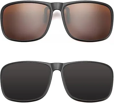 Produktbild von 2 Stück Überzieh-Sonnenbrille - Klappbare Sonnenfinsternisbrille - Sicherer UV- und IR-Filter für Brillen - 180° Opklapbaar - für Brillenträger