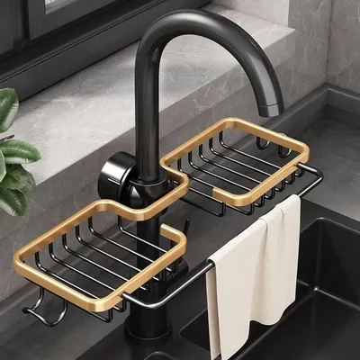 Produktbild von Schwammhalter für den Wasserhahn, Küchenspülen-Organizer, Hängeablage für den Wasserhahn, Abtropfgestell für die Spüle