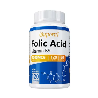 Produktbild von Folic Acid (120 Kapseln) Nahrungsergänzungsmittel, Immunsystem, Herz, Vitamin B9