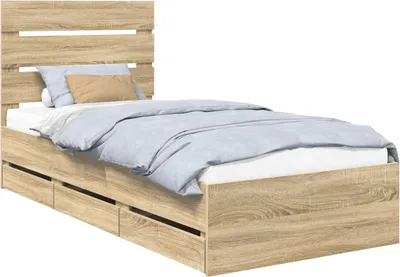 Image de vidaXL Cadre de lit en chêne Sonoma 75 x 190 cm Bois d'ingénierie