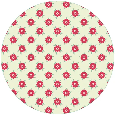 Produktbild von Wallario Premium Glasbild, freischwebende Optik, kräftige Farben, rund 50cm Durchmesser, Motiv Muster mit Blüten und Blättern
