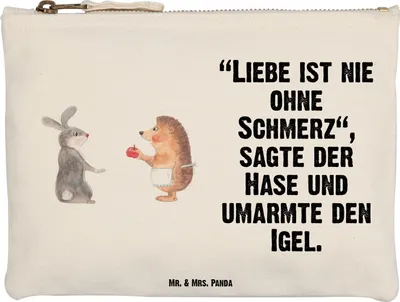 Produktbild von Mr. & Mrs. Panda Stiftemäppchen Hase Igel Größe M - Weiß - Geschenk, Waschbeutel, Pouch, Kosmetiktasche, Trösten, und, kosmetiktäschchen, Trennungsschmerz, Mäppchen