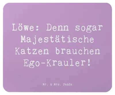 Produktbild von Mr. & Mrs. Panda Mouse Pad Spruch Majestätischer Löwe - Lavendeltraum - Geschenk, Liebe, Majestätisch, pc mausunterlage, notebook mauspad, Tierkreiszeichen, mausteppich