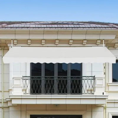 Obrázek produktu pro 395 cm široká příchytná markýza bez vrtání, balkonová markýza odolná proti UV záření, výškově nastavitelná markýza, béžová