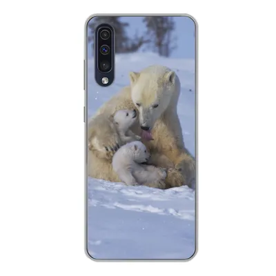Produktbild von MuchoWow® Handyhülle Schutzhülle Hülle für Samsung Galaxy A50 Eisbären - Schnee - Weiß Silikon Softcase Handy Hülle - Mobiltelefonhülle