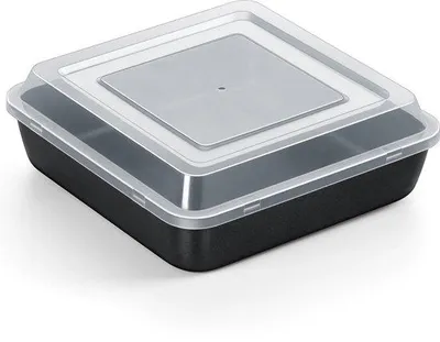 Produktbild von Rechteckige Backform mit Deckel - Rostrost Stiel - 21 x 21 x 5 cm