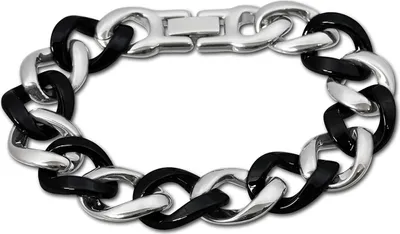 Produktbild von Amello Armband Damen Panzer Edelstahl Keramik silber schwarz Schmuck D2ESAX10S