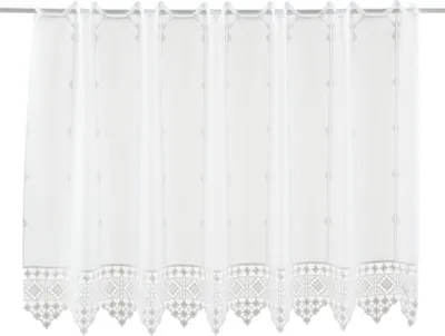Produktbild von Gardinen Kranzusch Scheibengardine gehäkelter Abschluß 55x80 cm H/B Weiß Bistrogardine Vorhang Küche 1er Pack