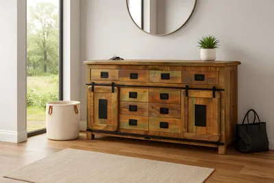 Produktbild von Sideboard Mangoholz massiv bunt Kommode 200 x 90 x 45 cm LIBRO