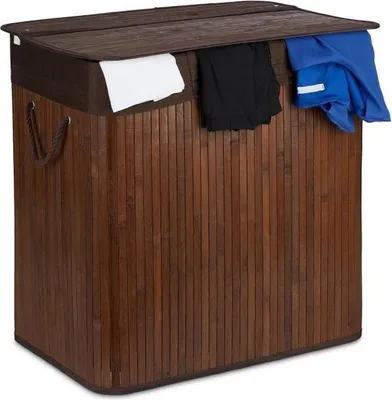 Imagen del producto de Cesta de bambú para ropa con 3 compartimentos