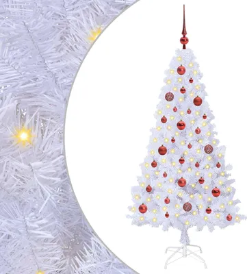 Obrázok produktu pre Umelý vianočný stromček s 150 LED-i Biela 150 cm PVC a oceľ