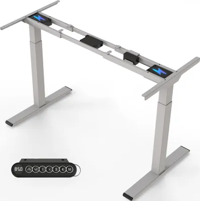 Produktbild von ALLDREI AD2 höhenverstellbarer Schreibtisch, elektrisch stufenlos Höhenverstellung, mit 4 Speicher-Steuerung, 2 Motoren, 2-Fach-Teleskop (Grau)
