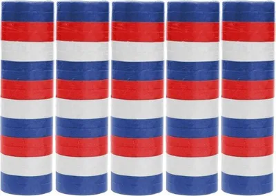 Produktbild von 5 Rollen Papier Luftschlangen blau weiß rot | schwer entflammbar