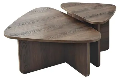 Image de CALICOSY - Lot de 2 tables basses formes triangles aux bords arrondis L90/L60 cm - BALLARE
