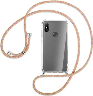 Produktbild von Handykette Backcover-Schutzhülle mit Band (Metall silberfarben) für Xiaomi Redmi Note 6 Pro - Rainbow