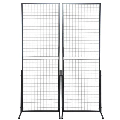 Obrázek produktu pro SucceBuy 2'' x 5,6'' Mesh Wall Panels Tower 2-Pack Floor Standing T-Base Mesh Wall Panels Tower Wire Mesh Wall Display Stands