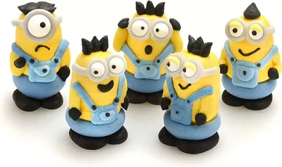 Produktbild von Minions Zuckerfiguren 5 Stück Kevin, Stuart, Bob ca. 25 mm Durchmesser, 45 mm Höhe