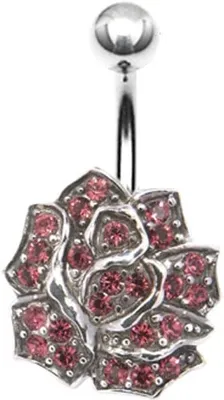 Produktbild von Karisma Bauchnabel Silber Piercing Blume Liebe mit Kristall Elements - Rot