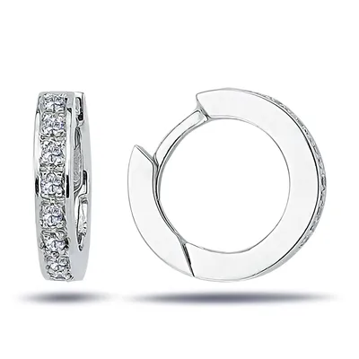 Productafbeelding van Creoolen, diamanten, briljantslijpe, oorbellen, 14 karaat witgoud
