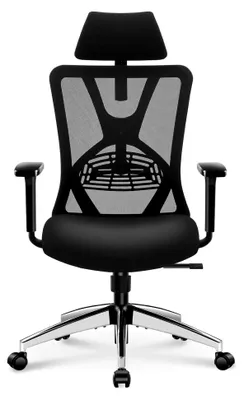 Produktbild von Ergonomischer Bürostuhl mit Hoher Rückenlehne, Verstellbarer Lendenwirbelstütze, Kopfstütze und 3D-Armlehnen
