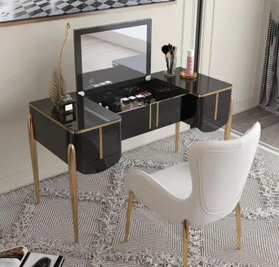 Immagine prodotto di Tavola da toeletta moderna Specchio Console Dresser Camera da letto Nuovo