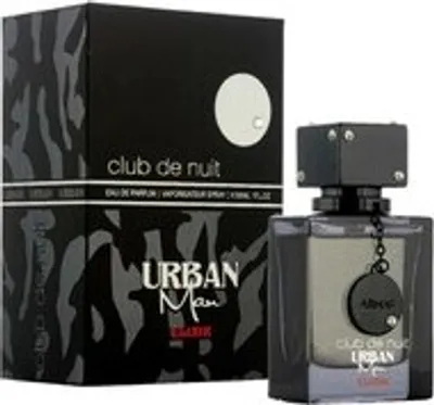 A perfume box and bottle are displayed against a white background.