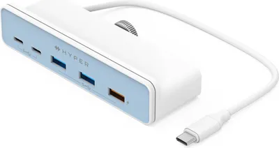 Produktbild von HYPER HD34A6, USB 3.2 Gen 1 (3.1 Gen 1) Type-A, USB 3.2 Gen 1 (3.1 Gen 1) Type-A, USB 3.2 Gen 1 (3.1 Gen 1) Type-C, 5 Mbit/s, Weiß, iMac 2021 24" models, 7,5 W