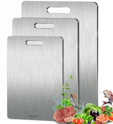 Produktbild von Schneidebrett aus Titan, rutschfestes Schneidebrett aus Edelstahl für die Arbeitsplatte, doppelseitige Schneidematte aus lebensmittelechtem Titan für Fleisch und Gemüse
