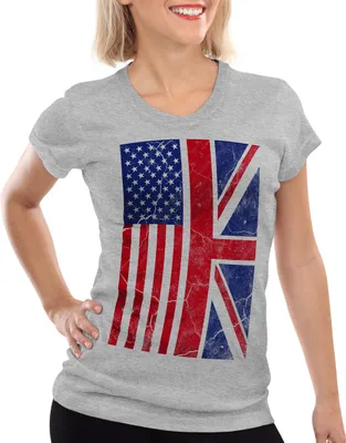 Produktbild von style3 USA Amerika Jack Union Damen T-Shirt Flagge Flag, Farbe:Grau meliert, Größe:L